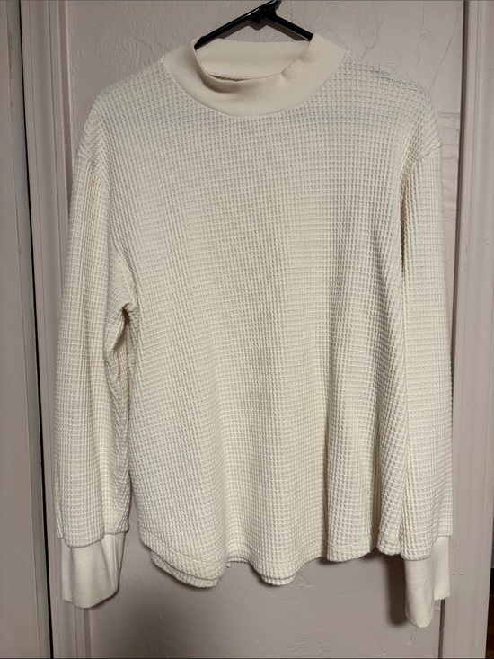 Madewell Sweaters - Madewell Cream Waffle-Knit Crewneck Top